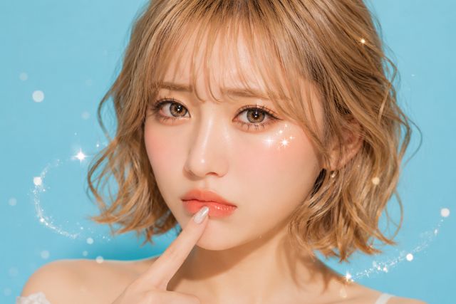 唇に指を当てて困った表情の女性