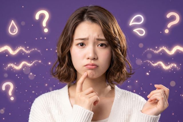 困った表情のボブの女性
