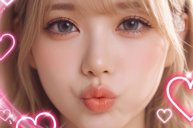アヒル口の女性