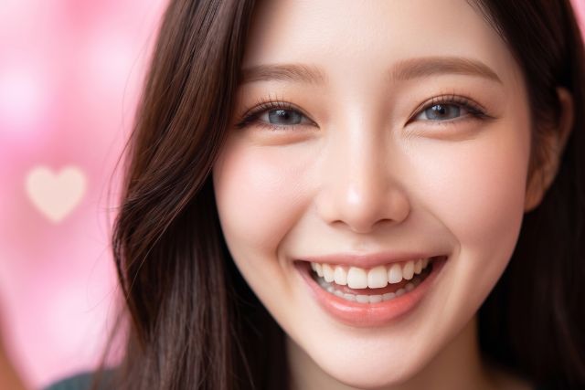 笑顔の黒髪女性
