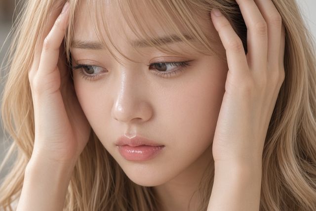 頭を抱える女性