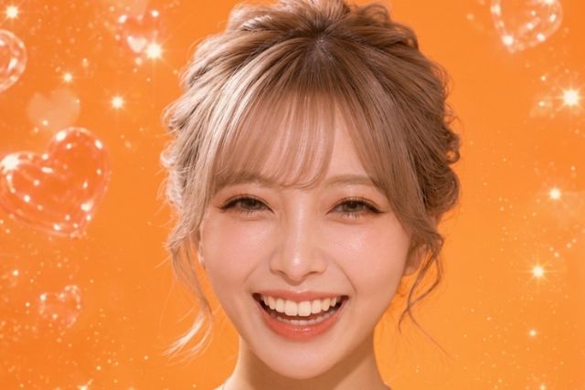 笑顔の金髪の女性