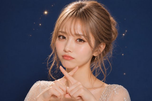 指でバツを作る金髪の女性