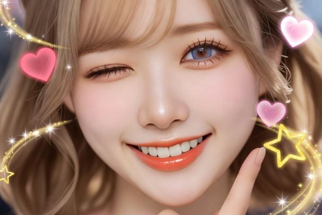 人差し指を立ててウインクする女性