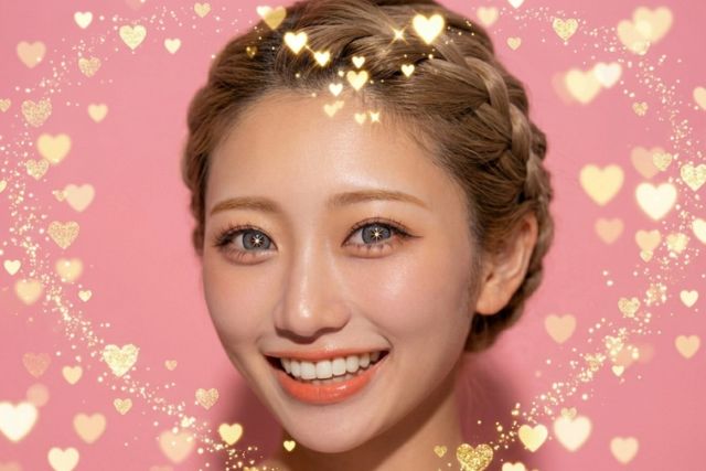 編み込みヘアの笑顔の女性