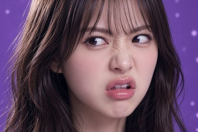 嫌そうな表情の女性