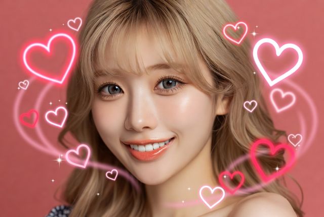 ハートマークをまとう女性