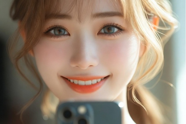 スマホを持つ女性