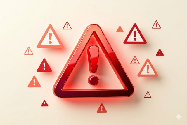 たくさんの赤い注意マーク