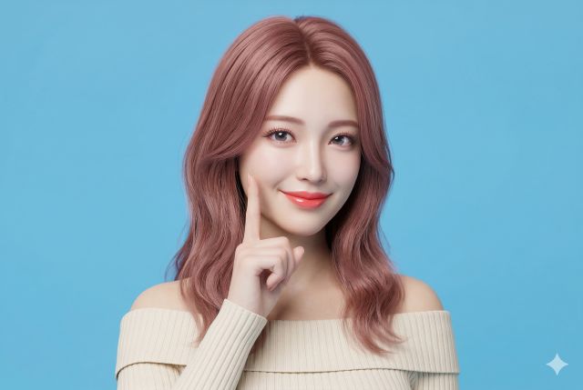 人差し指を立てている女性