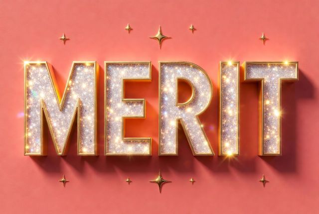 MERITと書かれたキラキラした文字