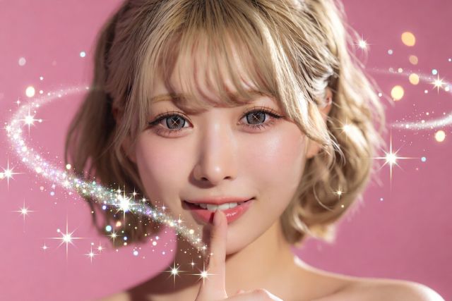 唇に人差し指を当てる女性