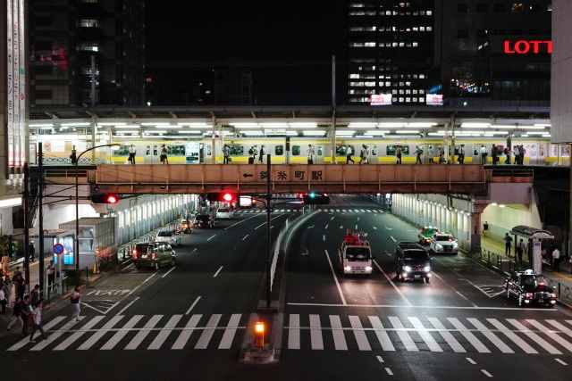 夜の錦糸町駅前